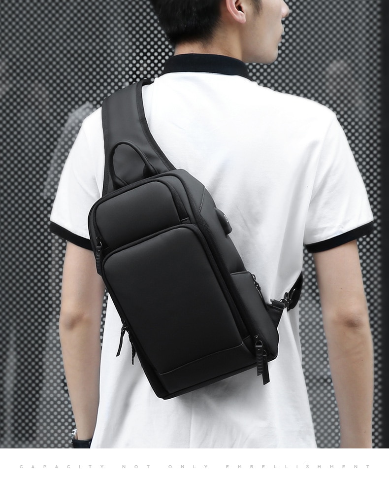 ROWE Tas Selempang Fashion Sling Bag Pria with USB Charger ROWE Tas Selempang Fashion Sling Bag Pria with USB Charger